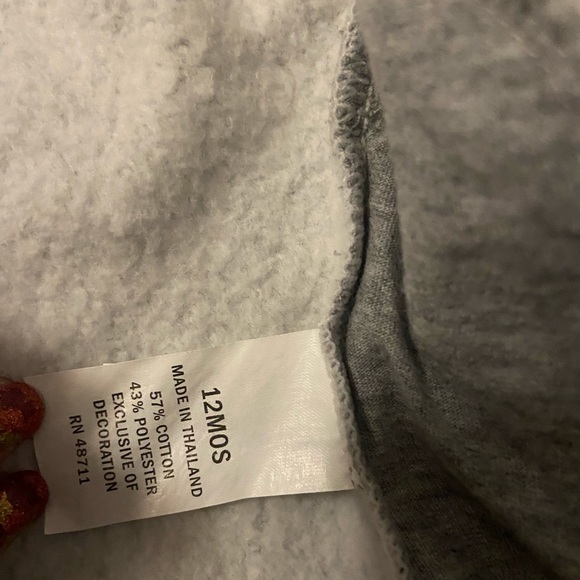 Falls Creek Kids gray with blue & pink heart zip up sweatshirt hoodie 12M NWOT - Picture 3 of 4